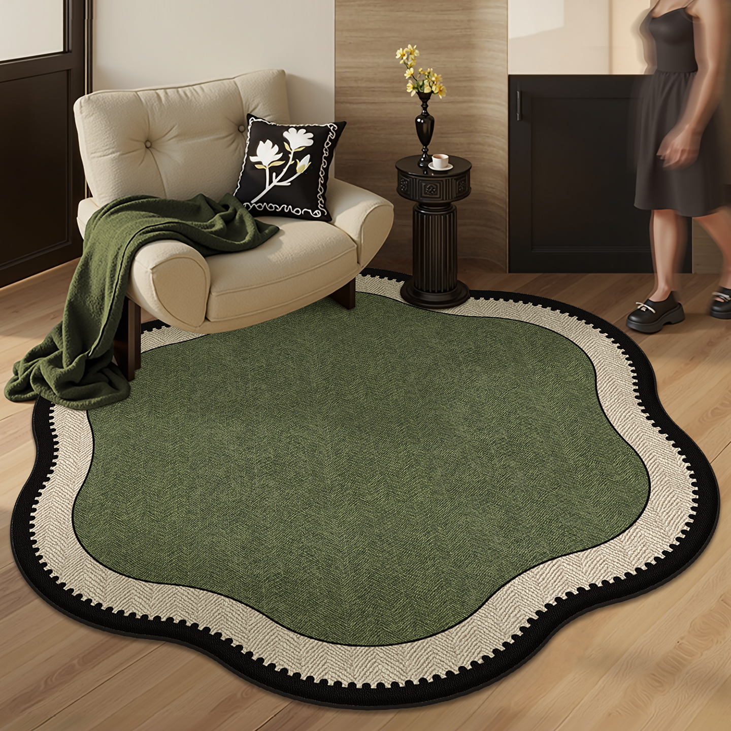 圆形地毯客厅法式复古防水脚垫电脑椅卧室异形梳妆台茶几沙发地垫