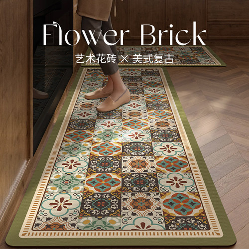 美式复古风硅藻泥材质厨房地垫