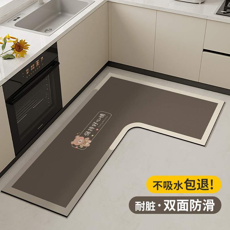 厨房地垫防滑防油可擦免洗l型吸水垫硅藻泥专用脚垫子水龙头地毯