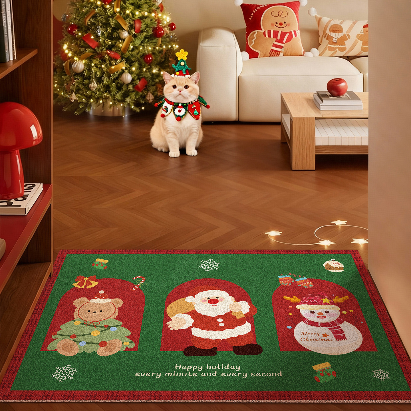 圣诞卡通丝圈入户门地垫家用防滑