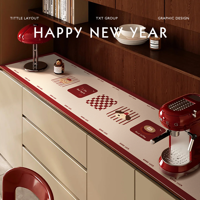新年氛围感红色系餐边柜