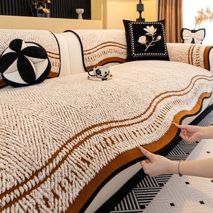 复古异形加厚毛绒沙发座垫2025冬季新款高级感固定防滑沙发坐垫子