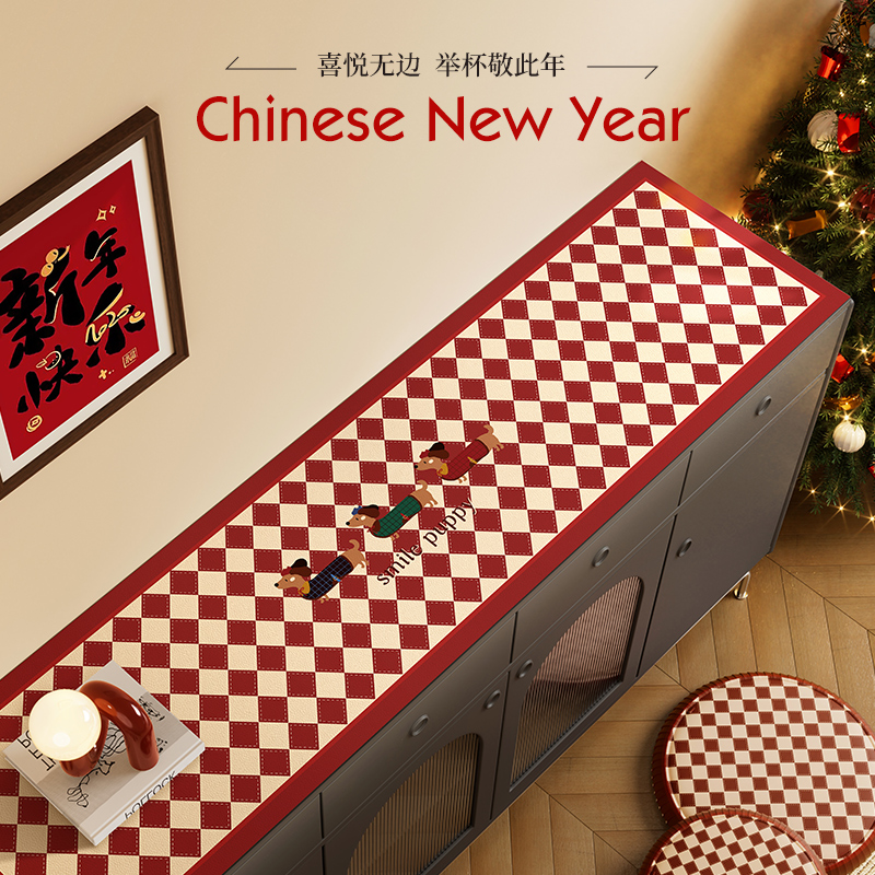 新年氛围感红色系餐边柜