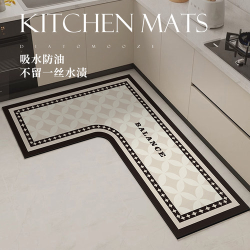 新款厨房专用l形吸水吸油脚垫