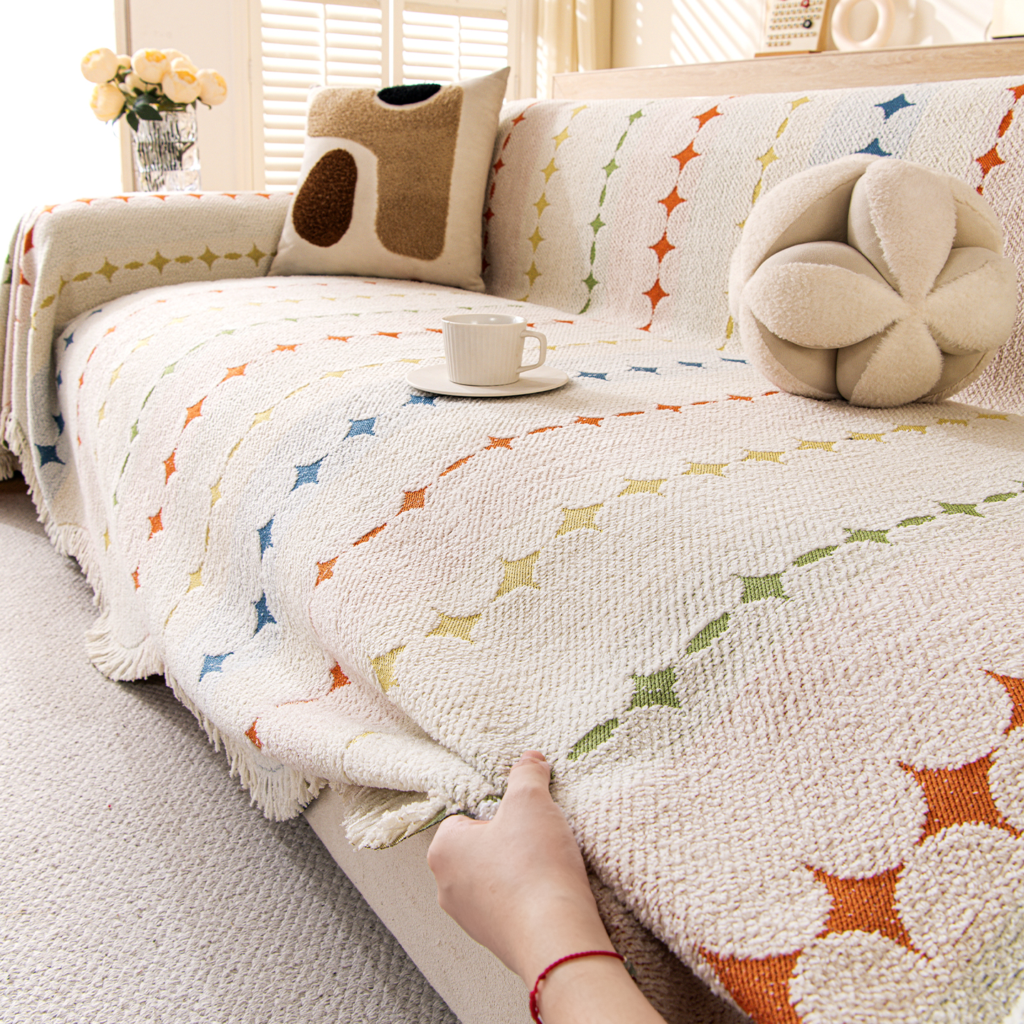 全包毛绒防滑防猫抓沙发盖巾2025