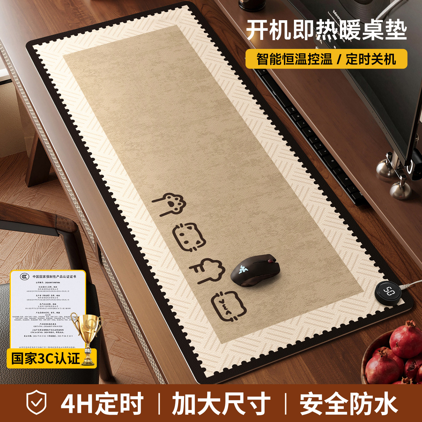 办公室加热鼠标垫智能暖桌垫