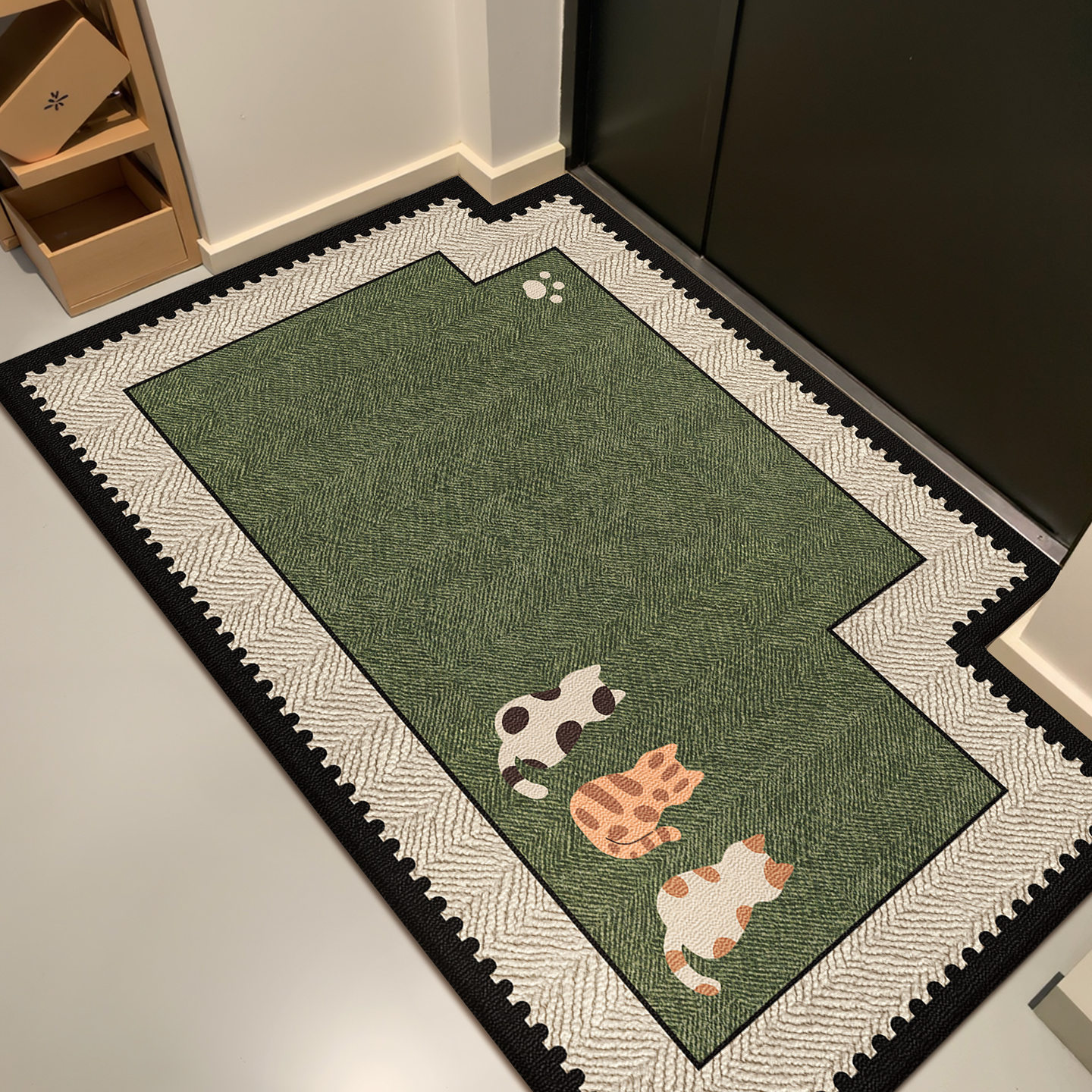 法式复古绿入户门地垫进门蹭土垫