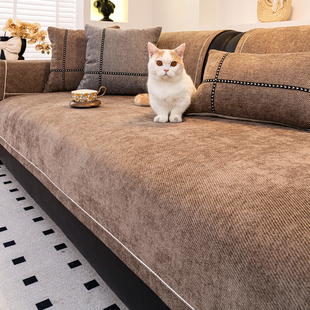 中古风雪尼尔沙发垫2026新款四季通用固定防滑防猫抓沙发坐垫子