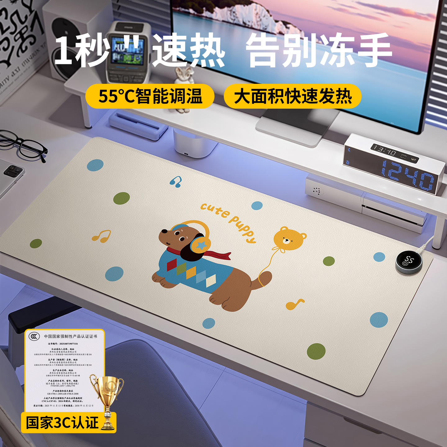 办公室加热鼠标垫智能暖桌垫