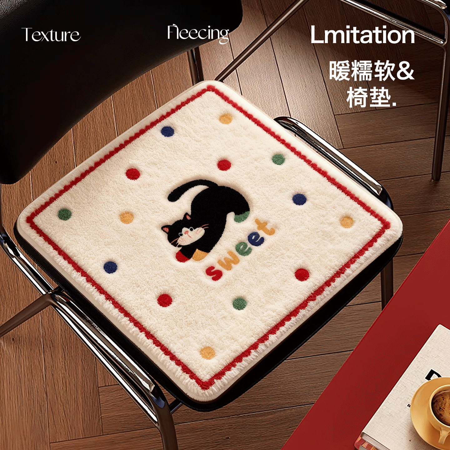 冬季保暖加厚毛绒餐椅垫