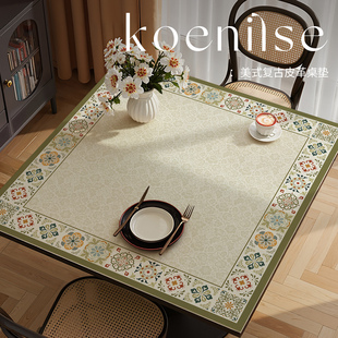 美式复古正方形桌垫防水防油免洗皮革餐桌垫八仙桌四方桌茶几台布