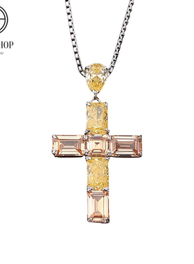 欧美嘻哈风高级感光辉十字架吊坠