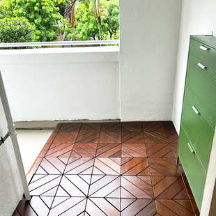 户外阳台防腐木地板花园阳光房室内外地面改造人字鱼骨拼实木铺设