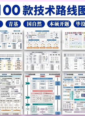 25科研高端技术路线图模版研究技术路线图架构图visio/word/ppt可