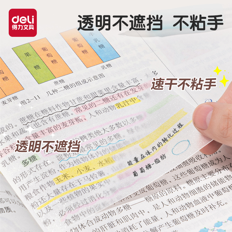 得力文具珠光透明记事贴