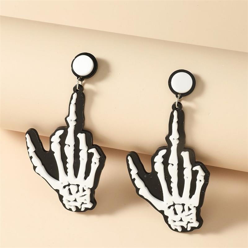 Halloween earrings big black spttsZ107Eider Black ghost skel