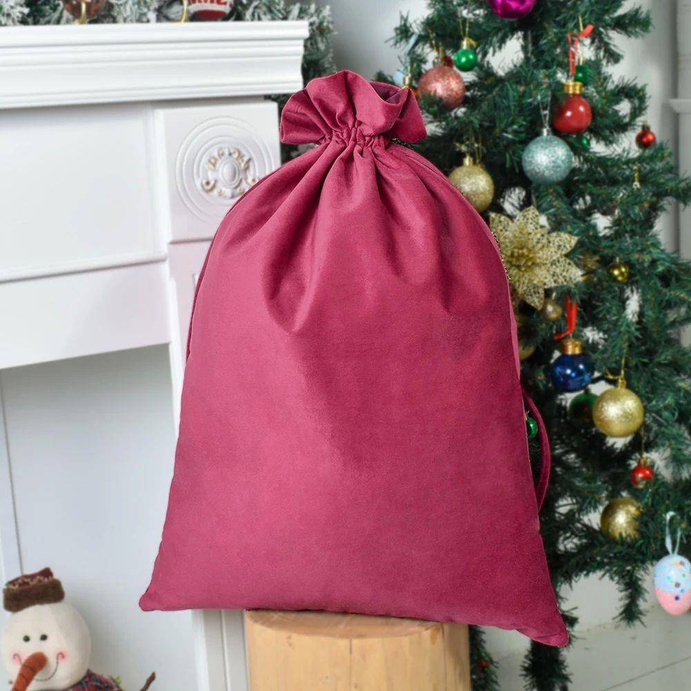 Solid Color Velvet Christmas Bag, Christmas Gift Bag, Large