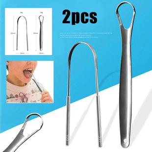2Pcs Tongue Scraper Stainless Steel Tongue Cleaner Oral Care