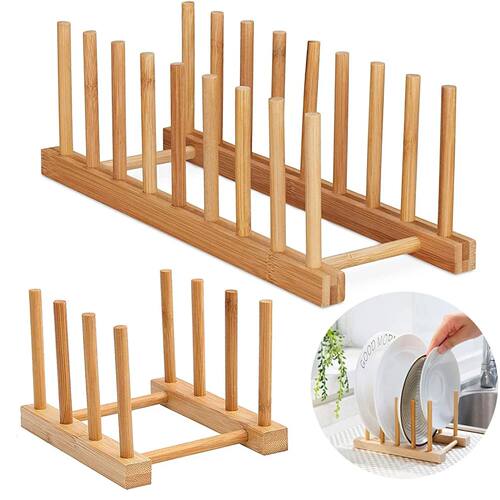 Wooden Dish Drainer Rack Kitchen Dishes Stand Plate Dish Dry