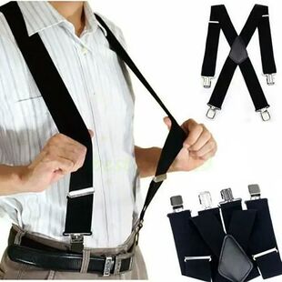 4 Clips 2.5CM Wide Men Suspenders Women Elastic Adjustable A