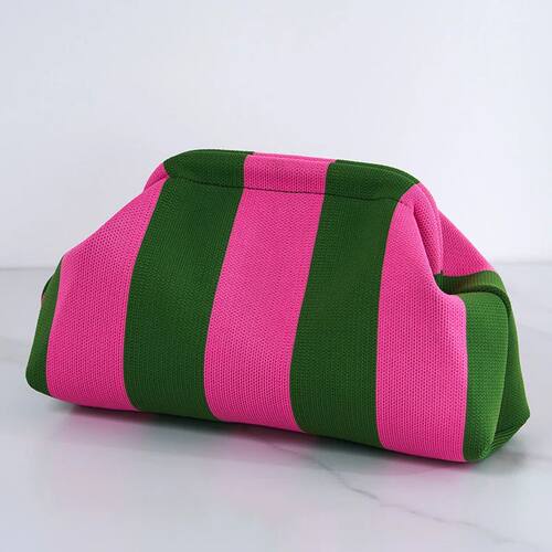 Women's Striped Beach Clutch Bag Versatile Small Woven Croch