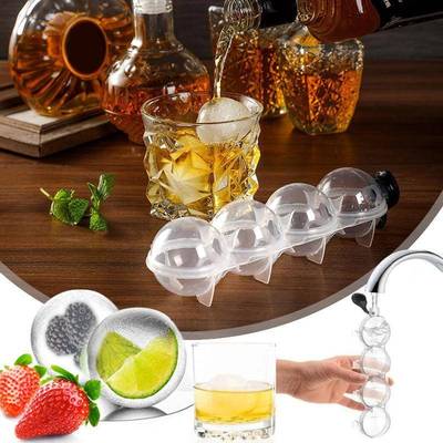 4 Hole Ice Cube Makers Round Ice Hockey Mold Whisky Cocktail