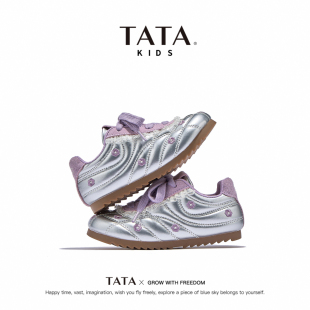 女孩蕾丝休闲鞋 TATA童鞋 女童软底轻便板鞋 2025秋冬新款 儿童运动鞋