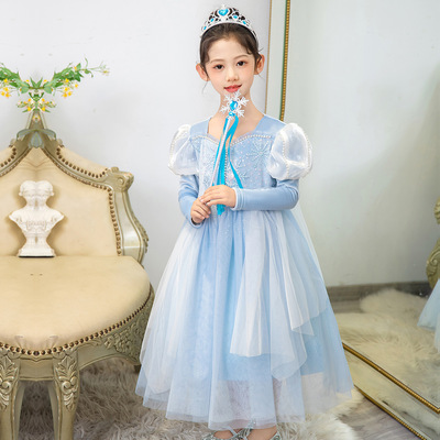 冬季女童爱莎加绒加厚保暖公主裙