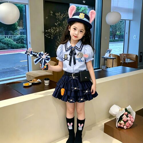 女童夏季朱迪兔子警官套装JK裙子