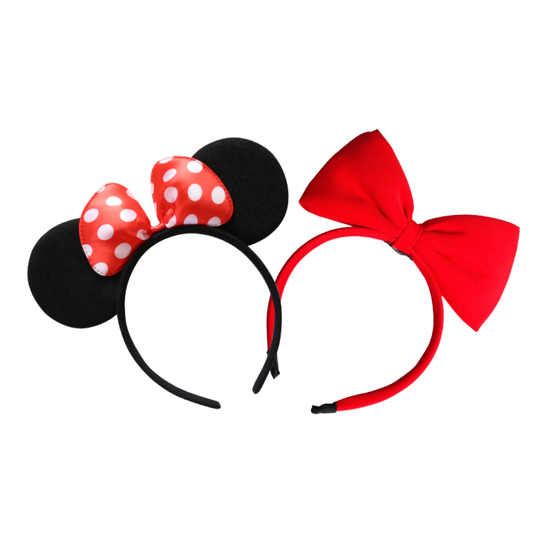 女童迪士尼白雪公主米老鼠米奇米妮斑点蝴蝶结发箍儿童演出头饰