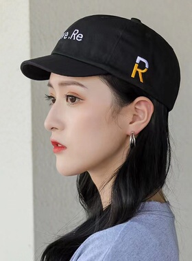 帽子短帽檐鸭舌帽女春夏小檐小帽檐洋气短檐马术帽短沿薄款棒球帽