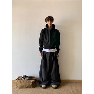 逃离光复南 美式解构boxy廓形纯色连帽卫衣男女cleanfit短宽外套