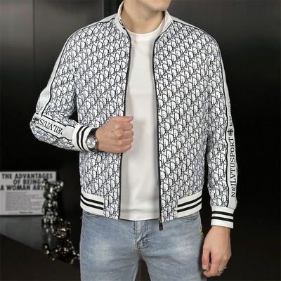 欧洲站2025秋装新款男士时尚休闲高端百搭印透气夹克中青年外套潮
