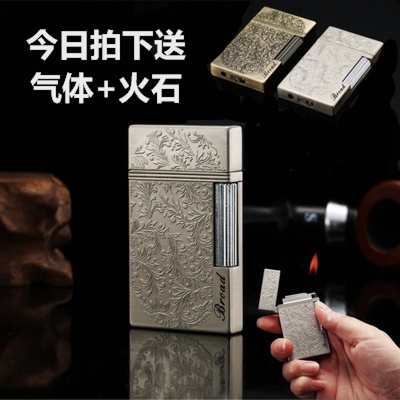博达超薄打火机充气朗声明火侧滑砂轮个性创意金属男士时尚送气体