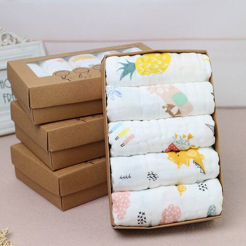 10层纱布尿布 5条礼盒装 纯棉尿片 可机洗泡泡纱工艺 14*40CM