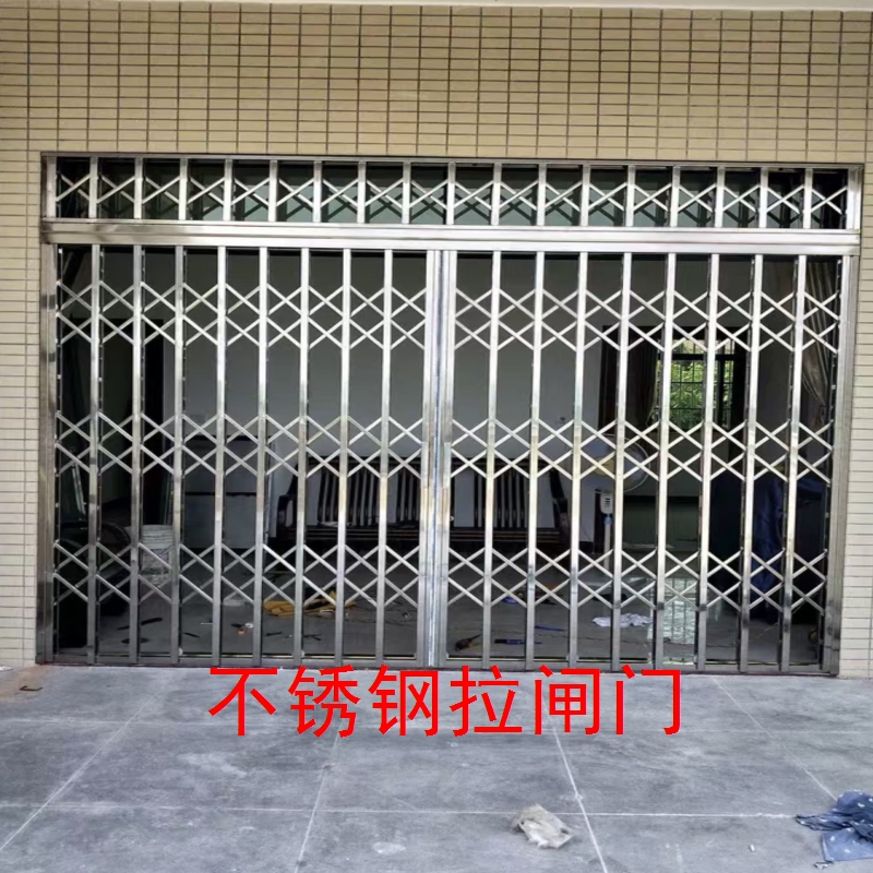 不锈钢拉闸门栏栅门304不锈钢推拉门通风门庭院宿舍阳台拉闸门