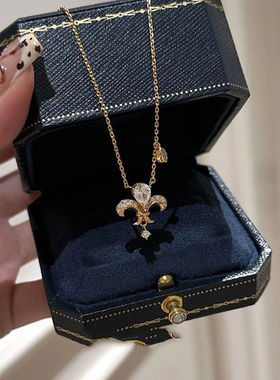 高级感锆石鸢尾花吊坠项链女小众设计简约气质颈链锁骨链原创