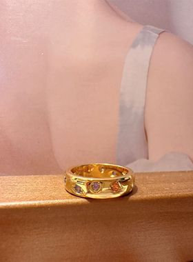 原创五彩缤纷彩钻女戒小众设计夏日炫彩高级感潮流小红书同款