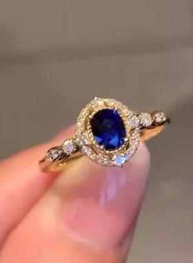 小众别致蓝宝石镶嵌指环宫廷风