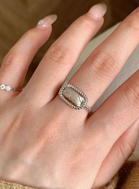 法式复古清冷拉丝镂空麦穗枕头戒指麻花小众设计个性精工气质指环