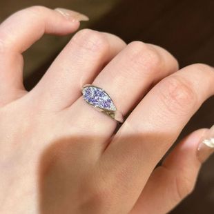 轻奢复古高级感渐变镶满钻紫气东来情结戒指独特精致小众指环
