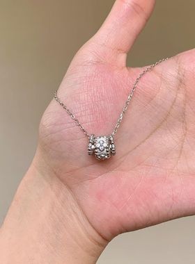 Vintage中古风拉丝三环万花筒项链轻奢小众设计感精致时尚锁骨链