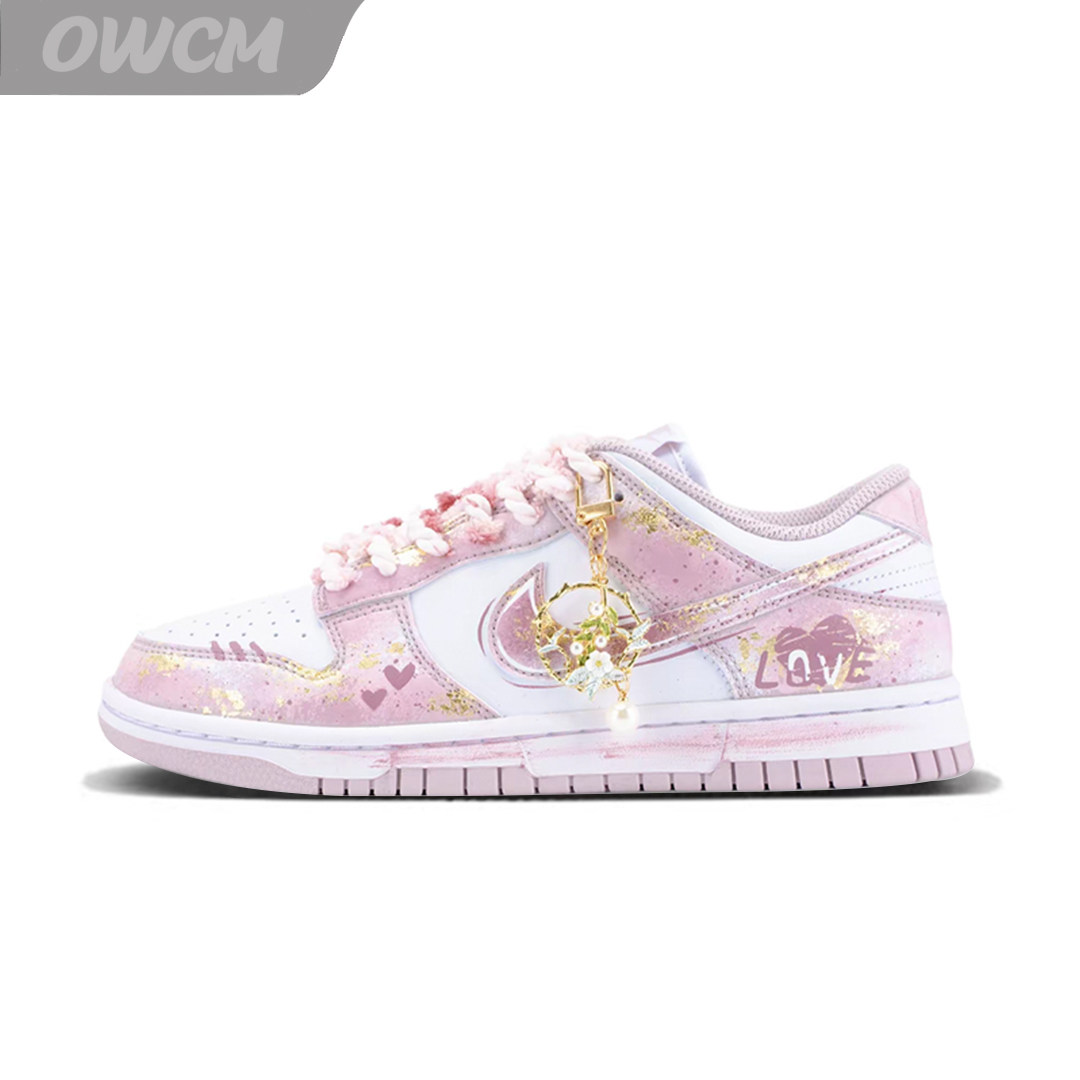Nike Dunk Low 金枝月桂手绘爱心涂鸦高级休闲板鞋女子定制球鞋