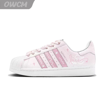 Adidas originals 贝壳头玫瑰音律时尚百搭休闲板鞋女子定制鞋