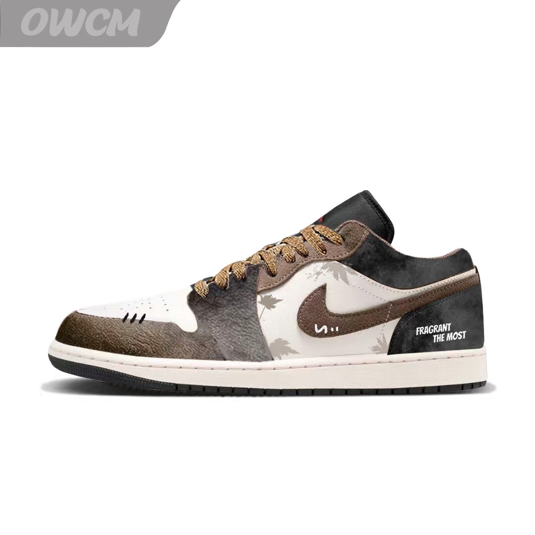 Air Jordan AJ1晚枫咖啡新中式复古文艺范休闲板鞋男女鞋定制鞋