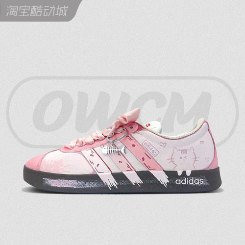 Adidas neo VL 次元小猫可爱潮流时尚百搭低帮休闲板鞋女子定制鞋