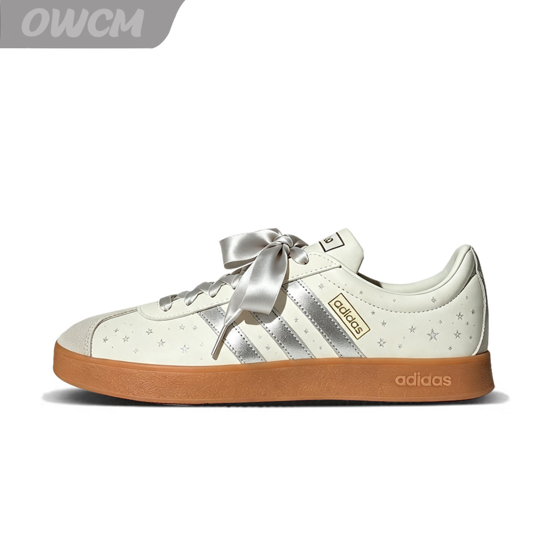 Adidas VL COURT甜酷校园少女感丝绸鞋带芭蕾风时尚板鞋女定制鞋