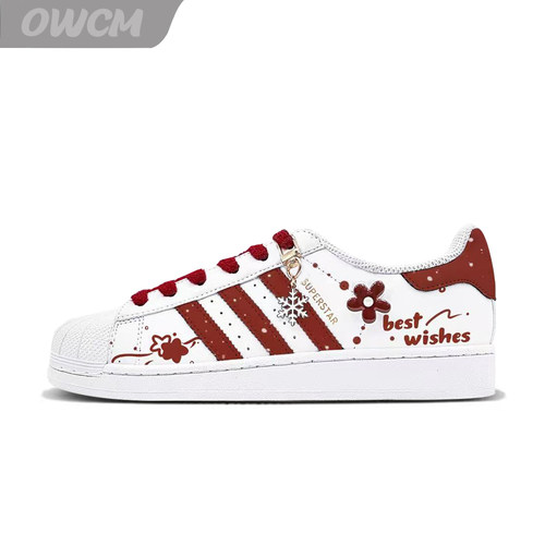 Adidas originals 贝壳头圣诞心愿时尚百搭休闲板鞋女子定制鞋