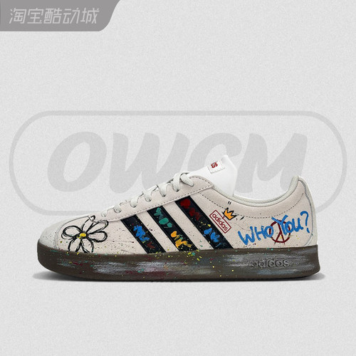 Adidas neo VL 喷漆态度GD涂鸦时尚百搭低帮休闲板鞋男女鞋定制鞋