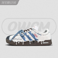 Adidas neo VL 雪域山下時(shí)尚涂鴉做舊低幫休閑板鞋男女鞋定制鞋